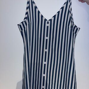 Striped Sleeveless Button-Down Dress